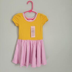 Dot Dot Smile Dress Baby Girl's 12-24mo Yellow & Purple Cap Sleeve Twirl NWT